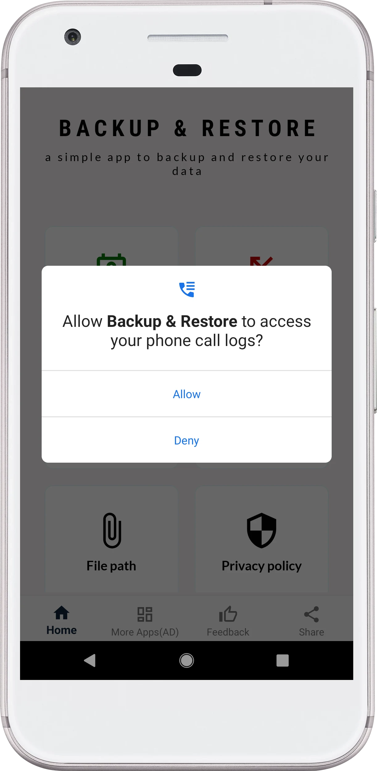 Restore Calllogs and Contacts screenshot